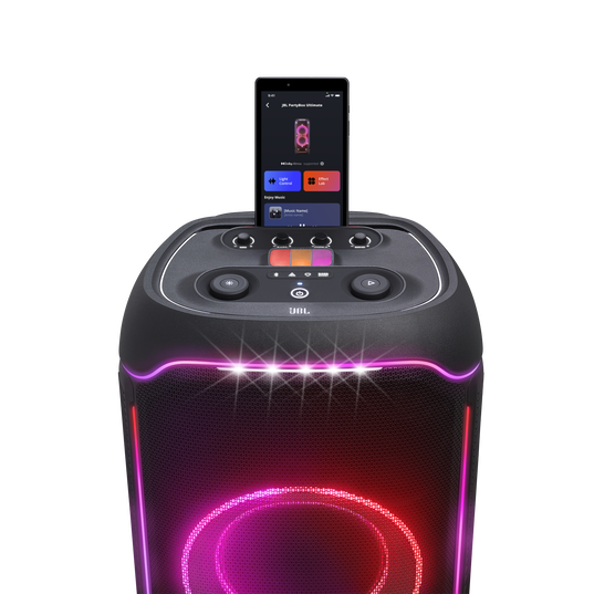 JBL PartyBox Ultimate - Black 2 - Massive party speaker with powerful sound, multi-dimensional lightshow, and splashproof design. - Detailshot 1