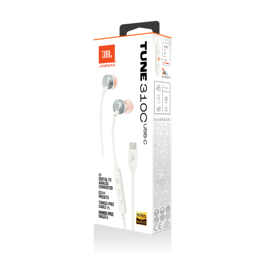 JBL Tune 310C USB - White - Wired Hi-Res In-Ear Headphones - Detailshot 15