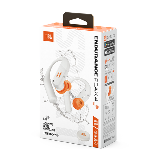 JBL Endurance Peak 4 - White - True Wireless Noise Cancelling Sport Earbuds - Detailshot 15