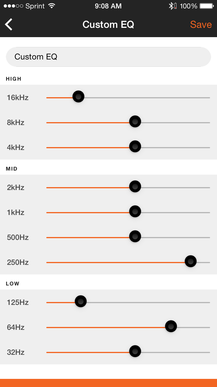 My JBL App Custom Equalization